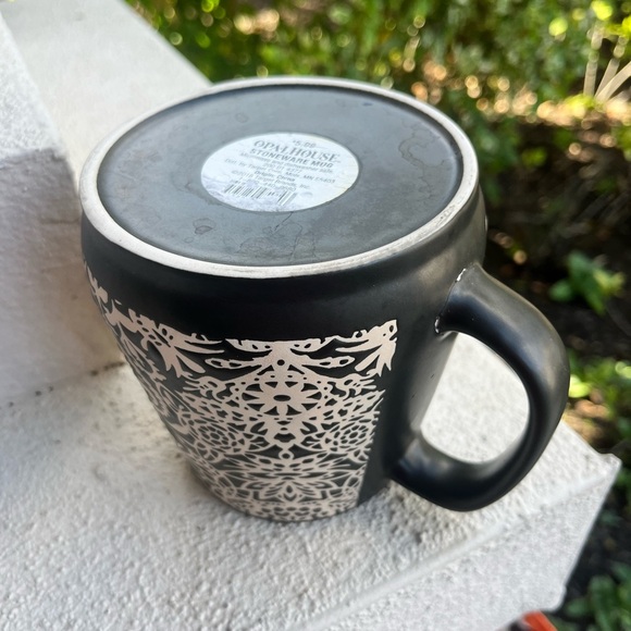OPAL HOUSE STONEWARE LARGE CERAMIC BROWN & CREAM STENCIL DESIGN COFFEE MUG CUP - Picture 6 of 7